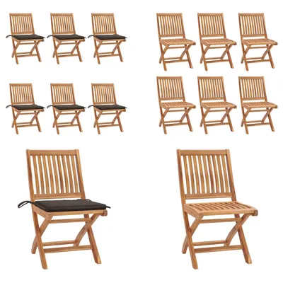 Produktbild von vidaXL Klappbare Gartenstühle mit Kissen 6 Stk. Massivholz Teak - Gartenstuhl - Gartenstühle - Holzstuhl - Holzstühle
