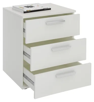 Produktbild von Nachttisch MARIELLA Nachtschrank Nachtkommode für Boxspringbett, in weiß mit 3 Schubladen