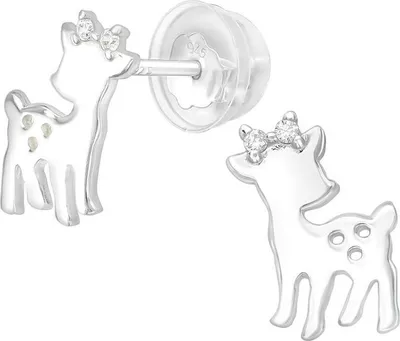 Produktbild von Ohrstecker Rehkitz mit Kristall aus 925 Silber Kinder