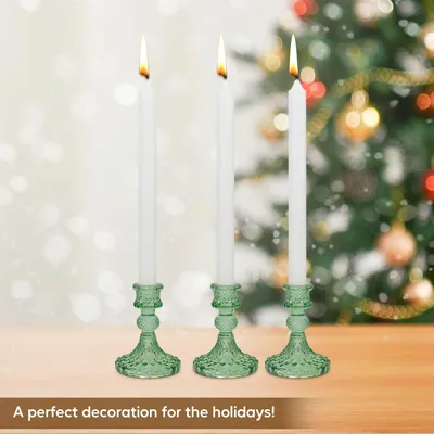 Image de Ensemble de 3 bougeoirs en verre, vert, pour la décoration de table