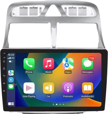 Immagine prodotto di Autoradio con Bluetooth, CarPlay, compatibile con Apple e Android, impianto stereo, navigatore, sistema di navigazione per Peugeot 307 / 307CC / 307SW (2002–2013)