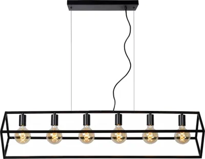 Zdjęcie produktu dla Lampa wisząca loft nad stół czarna FABIAN 6xE27 40W Lucide