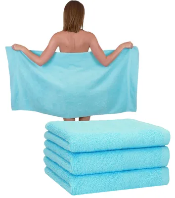 Produktbild von Betz 4 Stück Duschtücher 70 x 140 cm PREMIUM 100% Baumwolle Liegetuch Strandtuch   Farbe: türkis