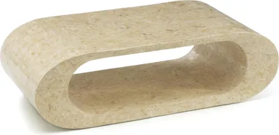 Image de Sandu Table Basse (120X62X35H) En Pierre Fossile Beige