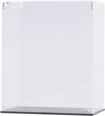 A clear acrylic display case with a black base.
