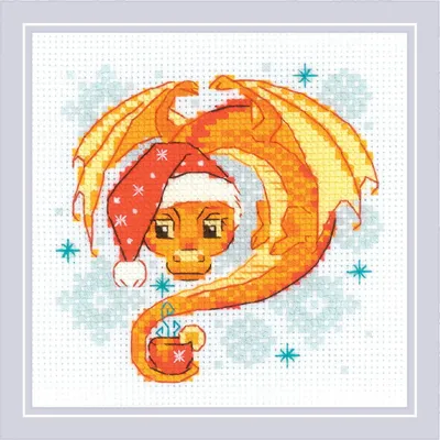 Produktbild von Riolis Kreuzstich Stickpackung "Drachenteezeit", Zählmuster, 15x15cm