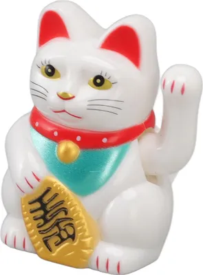 Imagen del producto de Gato de la suerte chino, figura decorativa con brazo que se mueve, luz solar, sensor de movimiento, para adornar el hogar o el coche. Color blanco, posición erguida