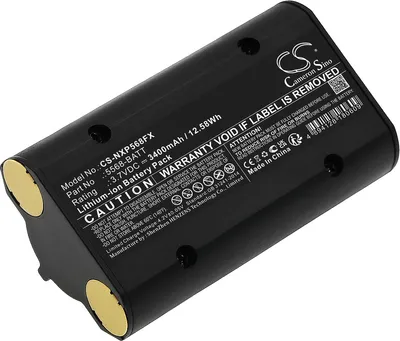 A black lithium-ion battery pack with gold connectors is shown at an angle against a black background.
