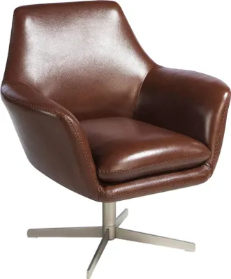 Image de Angel Cerdá Fauteuil pivotant en cuir brun cognac 5093