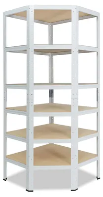 Image de shelfplaza HOME 200x60x30 cm Étagère d'angle en blanc avec 6 étagères et une capacité de charge de 145 kg par étagère