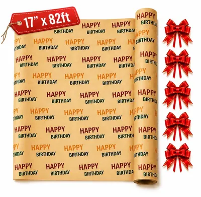 Immagine prodotto di Carta da regalo per compleanno, rotolo da 43 cm x 25 m