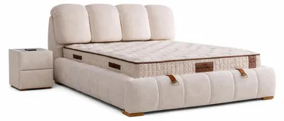 Produktbild von Schlafzimmer-Set Moderner Stil Beigefarben Bett mit Stauraum Stoffbezug