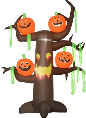 Produktbild von LED-beleuchteter aufblasbarer Halloween-Kürbis-Spukbaum, 240x180x80cm Polyester-Luftfigur