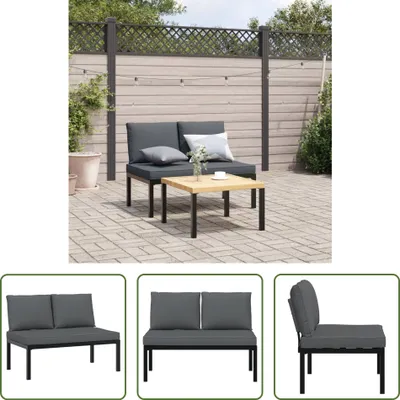 Obrázok produktu pre The Living Store Záhradná lavica s vankúšom Black Aluminium
