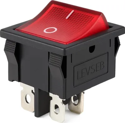 Obrázok produktu pre Klapkový spínač 4-pinový 6 A 250 V 24 x 21 mm červený s LED indikátorom zapnutia/vypnutia, zapínací