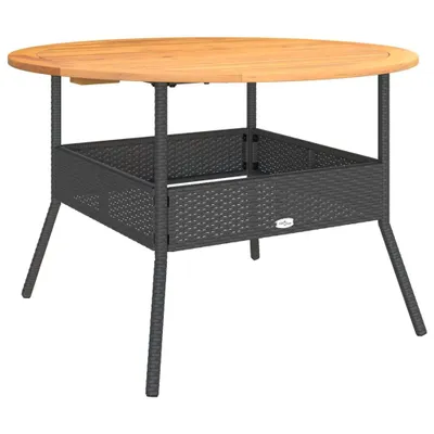 Obrázek produktu pro Zahradní stůl s akáciovou deskou černý Ø 110 x 71 cm polyratan