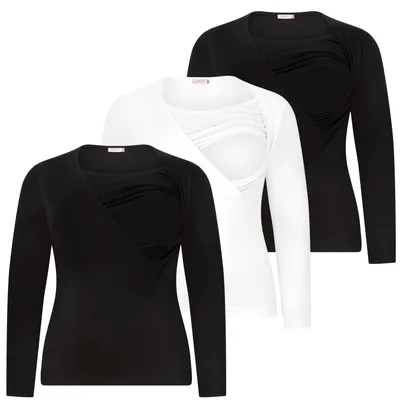 Produktbild von Umstandsshirt Langarm Langarm Umstandsshirt 3er Set Stillmode mit Motiv Schwan