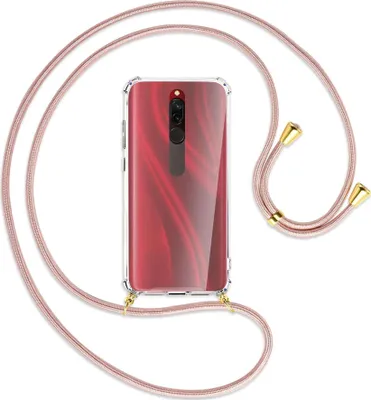 Produktbild von Handykette Backcover-Schutzhülle mit Band (Metall goldfarben) für Xiaomi Redmi 8 - roségold