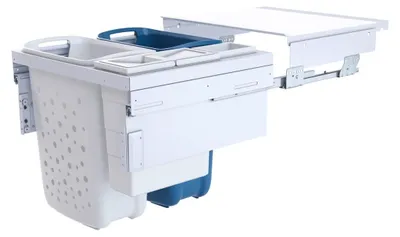 Immagine prodotto di Hailo Cestino portabiancheria 3270611 Laundry Carrier 60 - Cestino da incasso blu da 80 litri