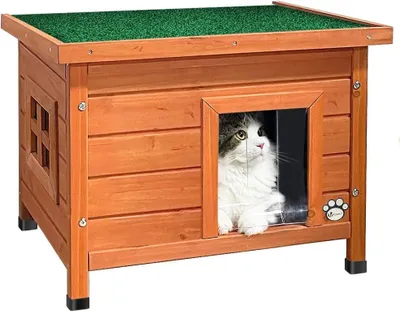 Produktbild von Katzenhaus Für Draußen - Katzenhaus Draußen - Katzenhütte - Katzenvilla - Katzenhaus Holz