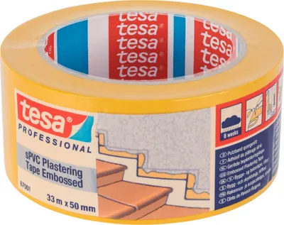 Produktbild von Tesa Putzband, sPVC 33m x 50mm quergerillt gelb 67001