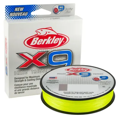 Produktbild von BERKLEY x9 Braid, 300m, 0,1mm, 9kg / 19,84lbs, limettengrün, geflochtene Angelschnur, 1486859