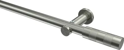 Produktbild von Interdeco Gardinenstange / Vorhangstange Edelstahl-Optik, Typ Platon Mavell (Zylinder Bicolor) ohne Ringe, 20 mm Ø 1-läufig, 420 cm