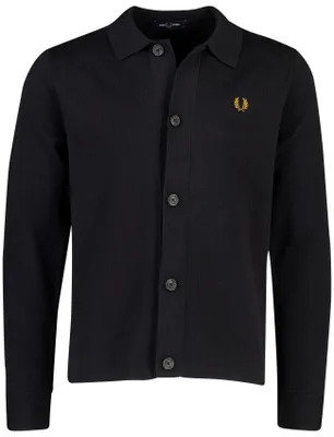 Produktbild von Fred Perry Overshirt für Herren, einfarbig schwarz, aus Baumwolle, normale Passform