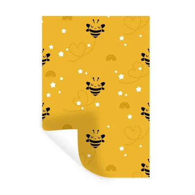 Obrázok produktu pre MuchoWow® Nálepka na stenu - Vzory - Včely - Hviezdy - 80x120cm - Samolepiaca a polohovateľná