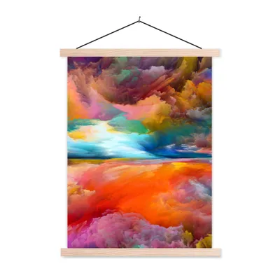 Produktbild von MuchoWow® Textilposter Gemälde - Ölgemälde - Abstrakt - Wolken 40x53 cm mit holzfarbenen Rahmen - Schlafzimmer