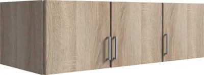 Produktbild von Schrankaufsatz "Click" aus Spanplatte in Eiche-Sägerau-Nachbildung. Abmessungen (B/H/T) 135x40x58 cm