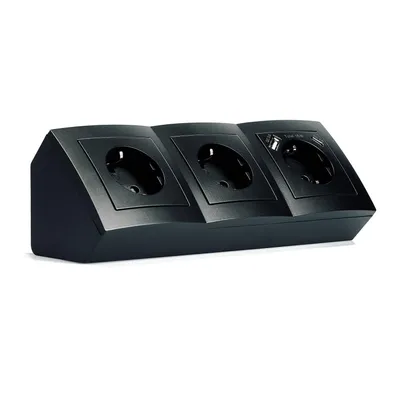 Obrázek produktu pro Zásuvkový blok McPower ''Flair'' matně černý, 3cestný uzemňovací kontakt + USB-C/USB-A