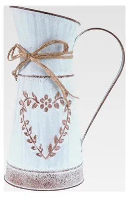 Produktbild von Vintage Blumenvase Herz Milchkanne Eisen Blumentopf Shabby Chic Deko Landhaus Vase Rustikal