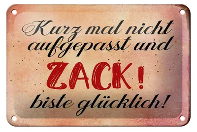 Produktbild von Blechschild Spruch 18x12cm nicht aufgepasst und glücklich
