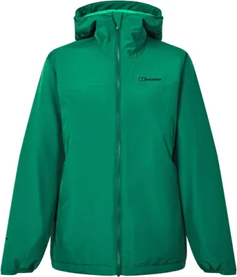 Grüne Berghaus Deluge Pro 3.0 Jacke mit Kapuze und Reißverschluss vorne