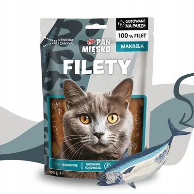 Obrázek produktu pro Pan Maso pamlsek pro kočky makrelový filet 100% maso 100 gramů