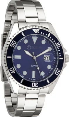 Produktbild von Miraval Herrenarmbanduhr mit Edelstahlarmband 43 mm Datumsanazeige Lupe japanisches Quarzuhrwerk 21 mm breit Klassich Modern Männer Blau