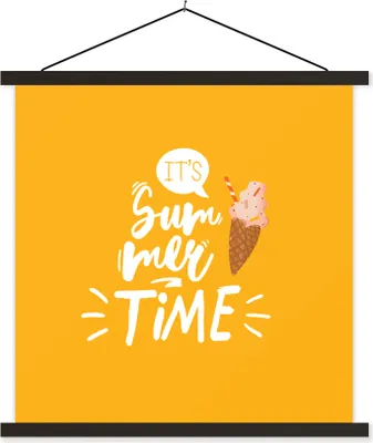 Produktbild von MuchoWow® Textilposter Sommer - Eiscreme - Weiß 90x90 cm mit schwarzem Rahmen - Magnetisches