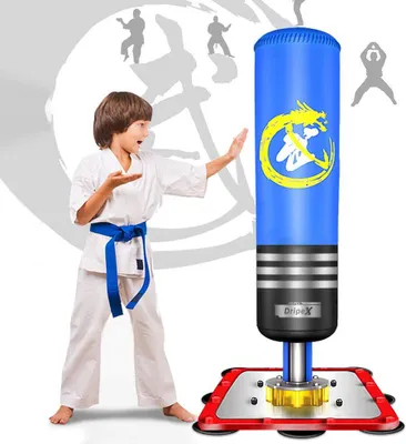 Produktbild von Dripex Boxsack Kinder Freistehender Standboxsack Boxpartner Boxing Trainer Punching Bag (Blau)
