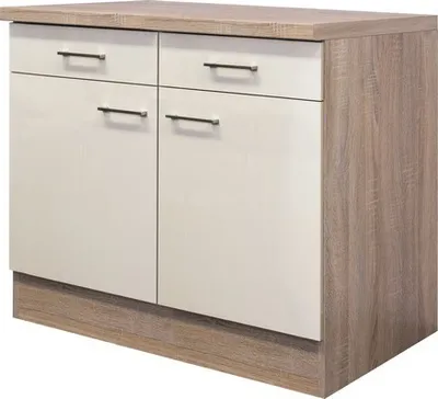 Obrázok produktu pre Kuchynská skrinka dolná s dvierkami Flex Well Nepal šírka 100 cm kašmírový odtieň lesklý