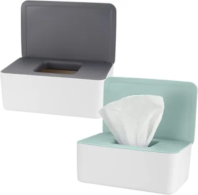 Productafbeelding van Doos Voor Vochtige Doekjes - Toiletpapierdoos - Tissue-Dispenser (grijs - Groen)