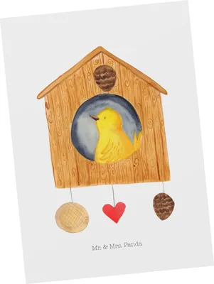 Produktbild von Mr. & Mrs. Panda Postkarte Vogelhaus Home - Weiß - Geschenk, Ansichtskarte, Vogel, Postkarten, einzelkarte, Ansichtskarten, Haus, Sweet, Umzug, Lustige Sprüche, Grußkarte