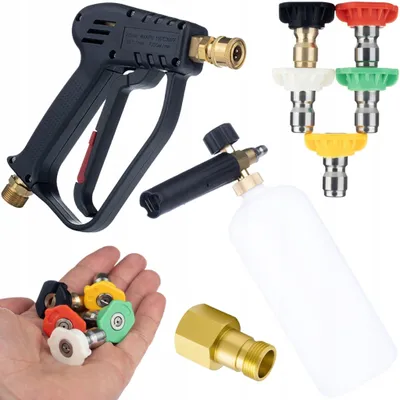 Zdjęcie produktu dla Rosfix Zestaw Pistolet z Dyszami i Pianownicą – Myjka Ciśnieniowa 300 Bar | Adapter Easy!Lock M22 | Wszechstronne Zastosowanie