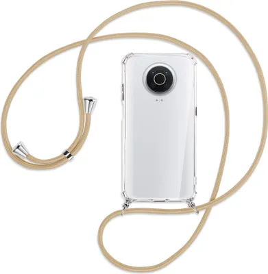 Produktbild von Handykette Backcover-Schutzhülle mit Band (Metall silberfarben) für Nokia G10, G20 (Nokia 6.3) - caramel