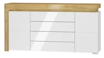 Produktbild von Furniture24 Kommode 159 cm THEO THK-3 Sideboard 3 Türiger mit 4 Schubladen Wohnzimmerschrank ohne beleuchtung