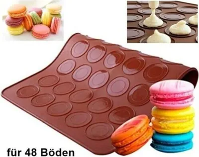 Produktbild von GKA Macaron Matte Backmatte Silikon Backform für Macarons Silikonform Silikonmatte Doppelkeks Makronen 48 Löcher