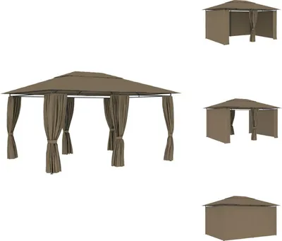 Produktbild von vidaXL Gartenzelt mit Vorhängen 4x3 m Taupe 180 g/m² - Pavillons & Partyzelte