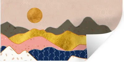 Produktbild von MuchoWow® Wandtattoo Wandsticker Wandaufkleber Gold - Pastell - Muster 40x20 cm Selbstklebend und Repositionierbar - Aufkleber