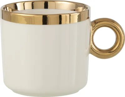 Zdjęcie produktu dla J-Line pudełko 1 kubek ceramiczny biały/złoty