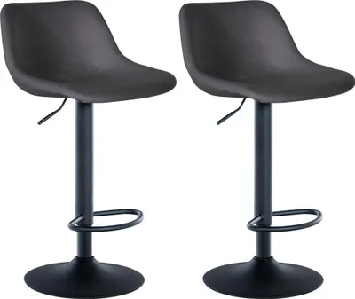Produktbild von CLP 2er Set Barhocker Loft mit Rückenlehne und 360 drehbar | Farbe dunkelgrau Material Samt